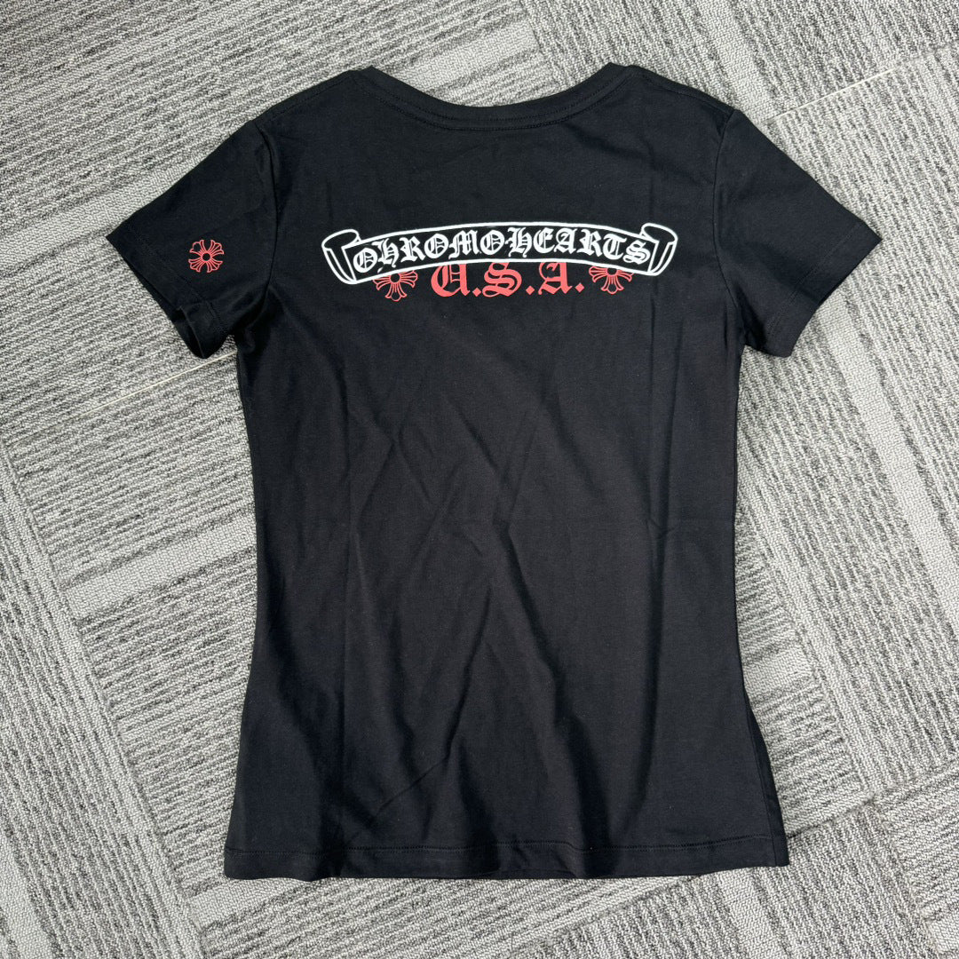 Chrome Hearts V-neck slim fit short-sleeved T-shirt