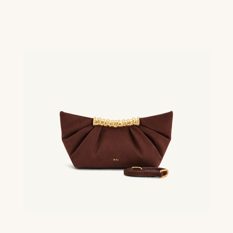 Ruched Clutch with Metal Clasp