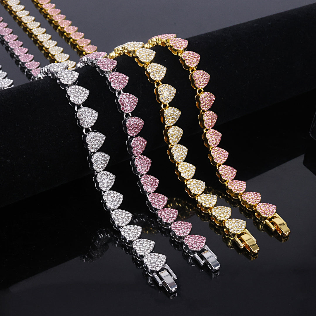 Full-Diamond Heart Alloy Necklace