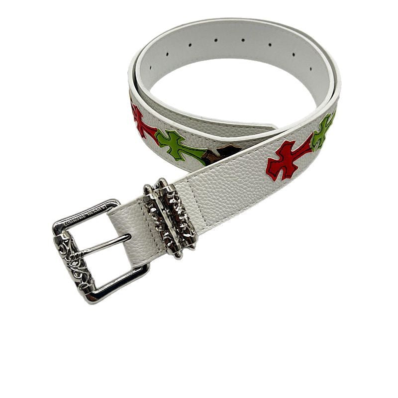 Chrome Hearts Leather pasted Roller type Hollow Vine Needle buckle Belt