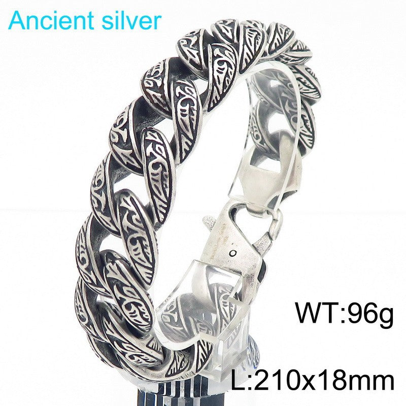 Patterned multi-link interlocking titanium steel bracelet