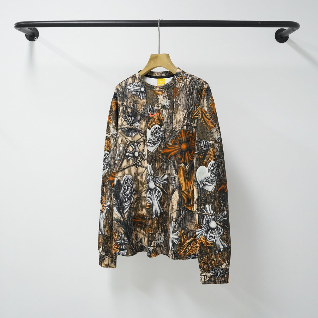 Chrome Hearts Bark Texture Print Long-Sleeve T-Shirt
