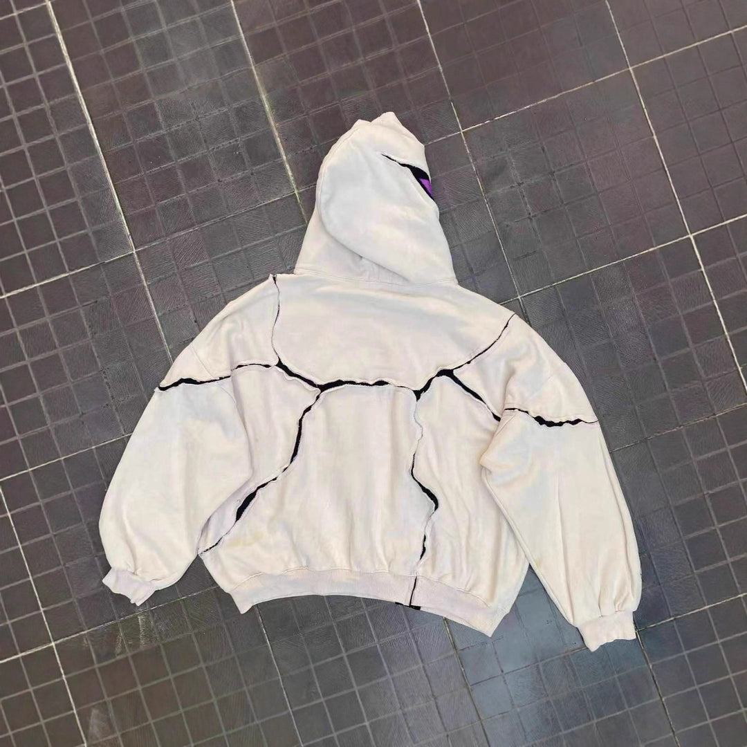 Patchwork Eye-Themed Unique Hooded Sweatshirt