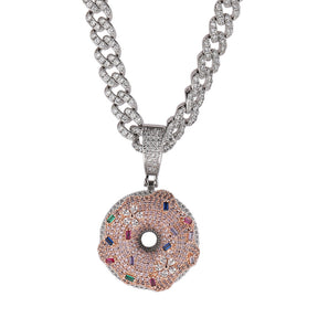 Hip Hop Colorful Zircon Donut Full Diamond Pendant