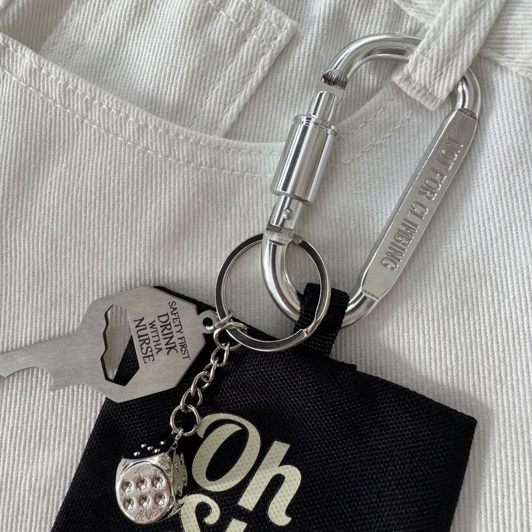 Key Dice Oh Shit Poop Bag Carabiner Keychain