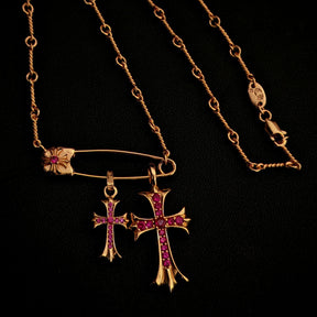 chrome hearts love cross brooch necklace