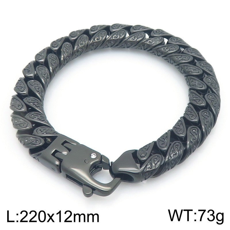 Patterned multi-link interlocking titanium steel bracelet