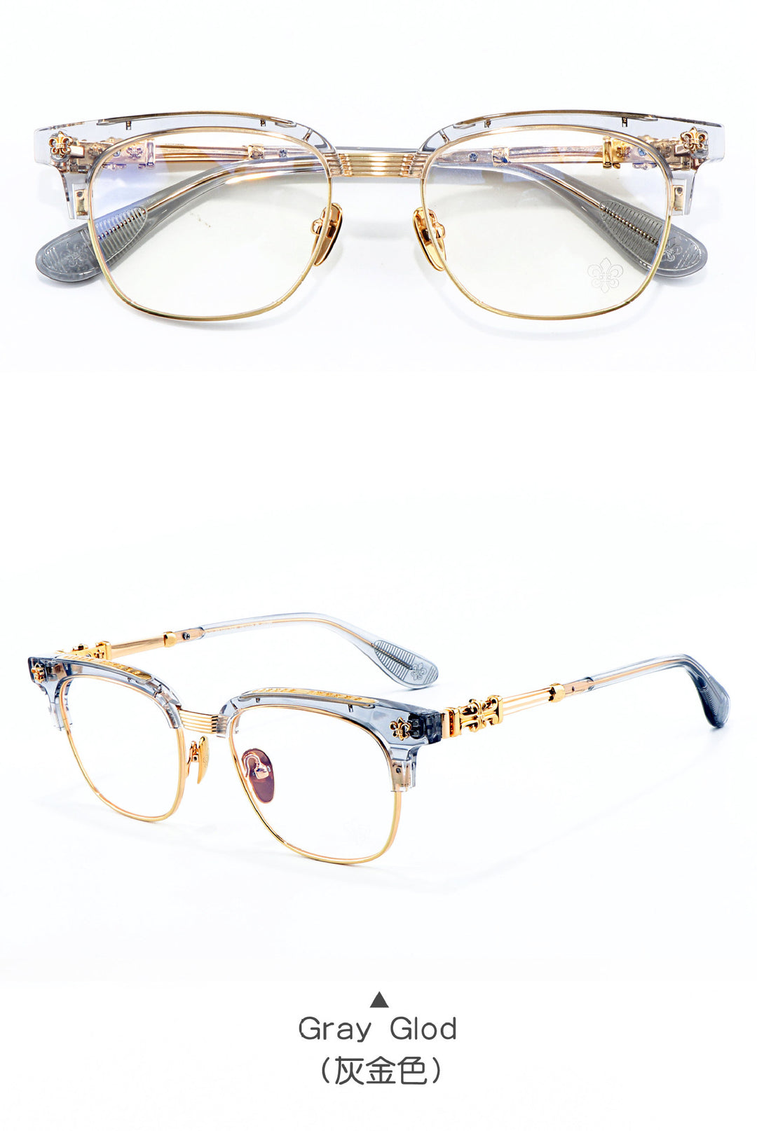 Chrome Hearts Chic Understated Luxury Style Half-Rim Glasses