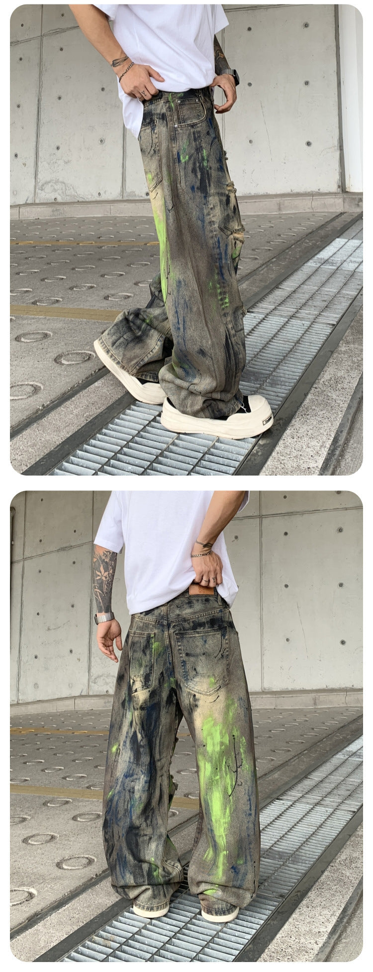 Wasteland-Style Distressed Loose-Fit Scythe Cut Jeans