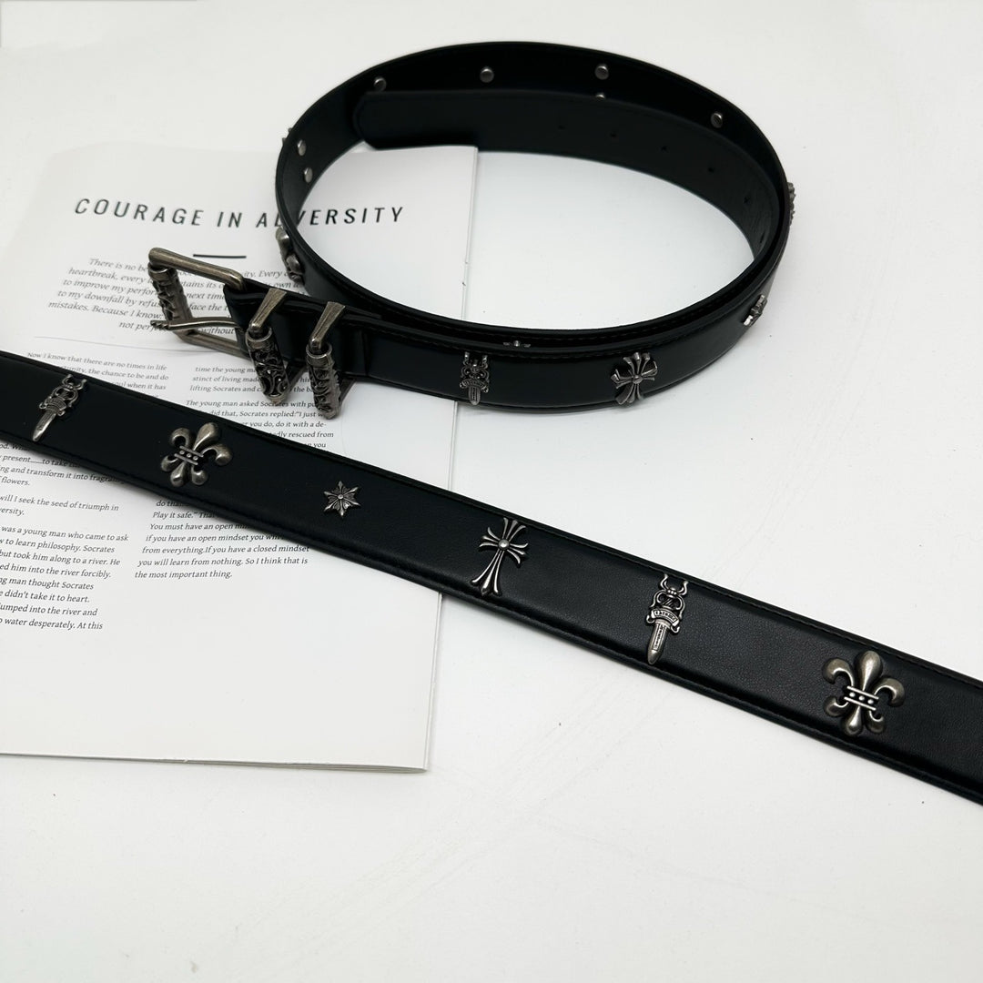 Chrome Hearts-Style Roller Stud & Sacred Sword Belt