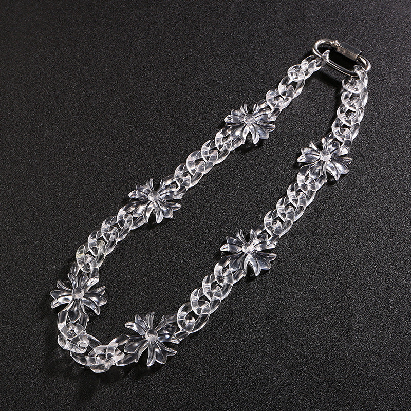 Chrome Hearts transparent resin acrylic cross necklace