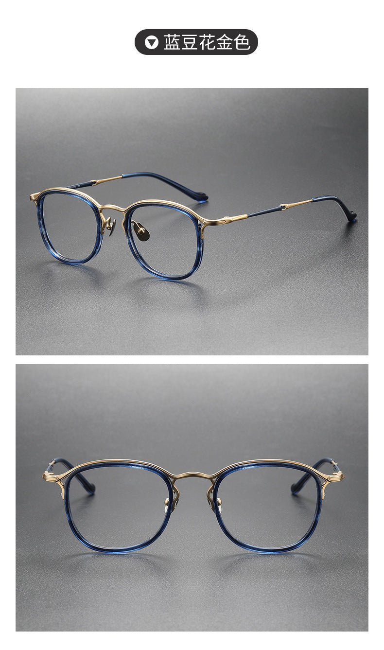 Retro Pure Titanium Acetate Round Frame Glasses