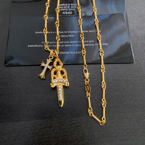 chrome hearts sword cross gold necklace