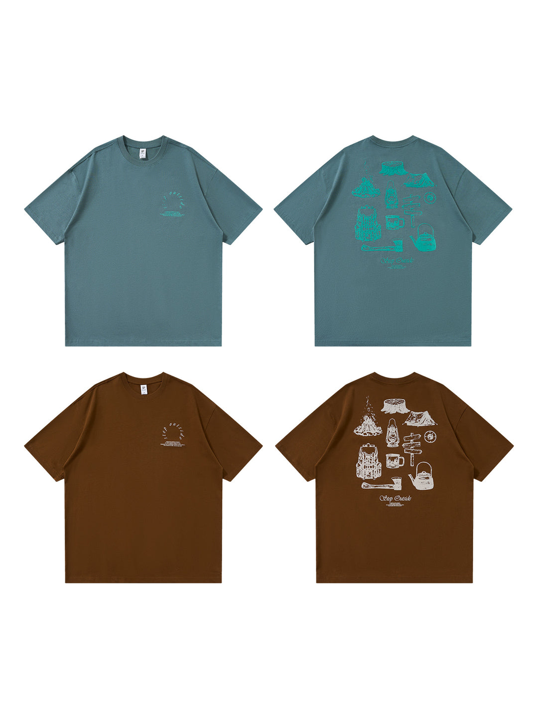 Camping Printed T-Shirt, Loose Fit, Short-Sleeve T-Shirt