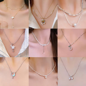 Titanium steel pearl clavicle necklace