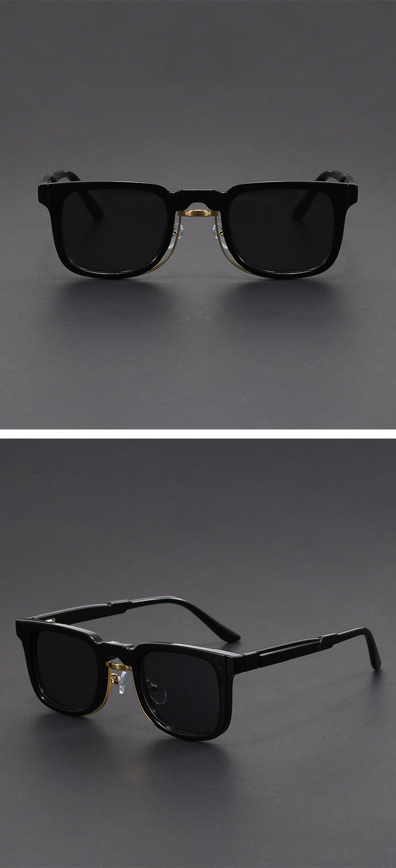 Retro European and American Square Sunglasses with Spring Temples
