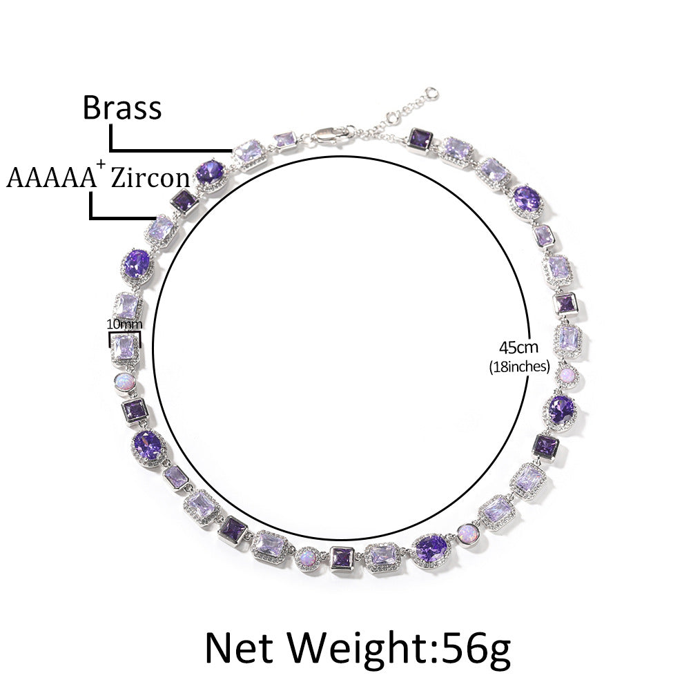 10mm Geometric Purple Gemstone Necklace