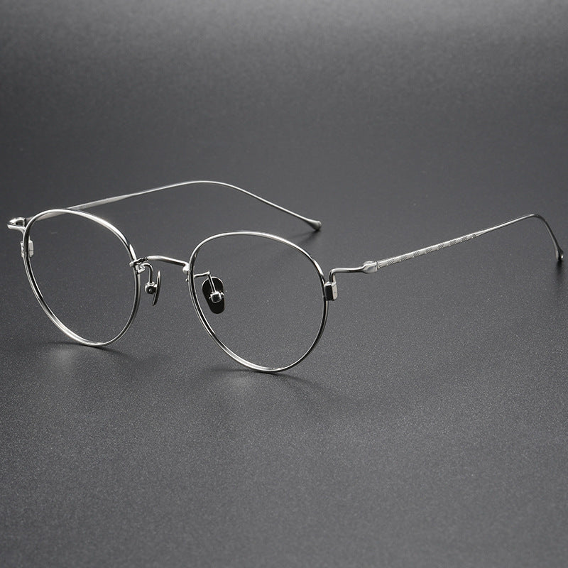 Oval pure titanium retro eyeglass frames