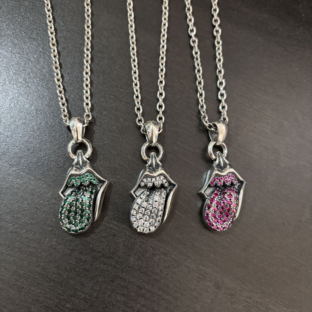 Chrome Hearts diamond-encrusted tongue pendant