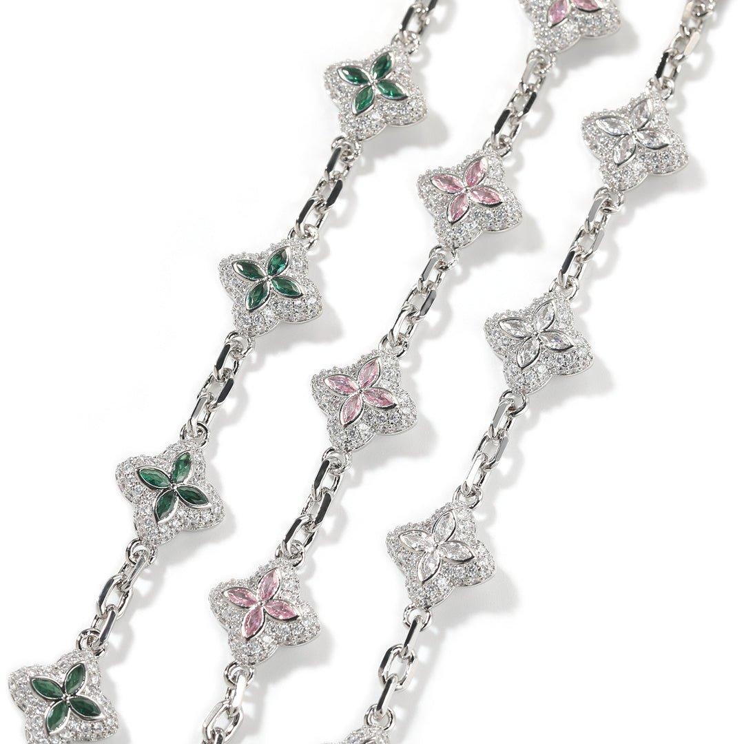 Full-Pavé Lucky Four-Leaf Clover Bracelet Necklace