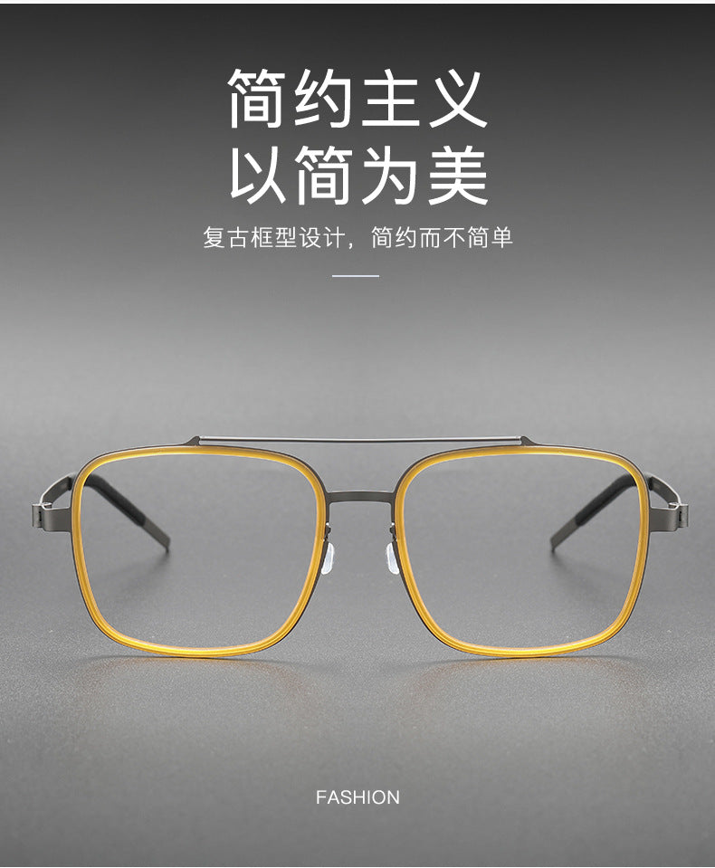Double-bridge large square screwless welded eyeglass frame