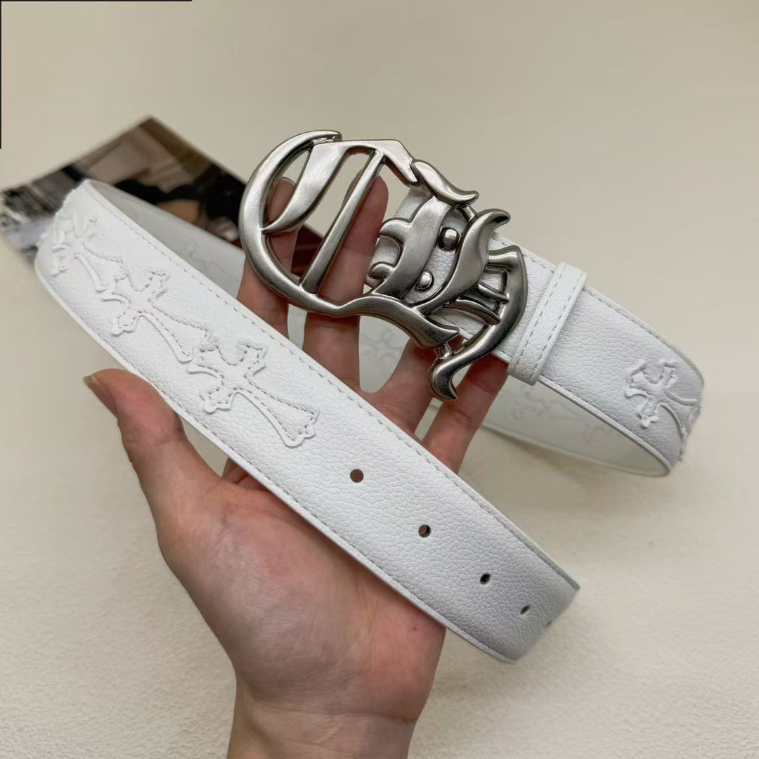 Chrome Hearts Cross-Motif Classic Leather Belt