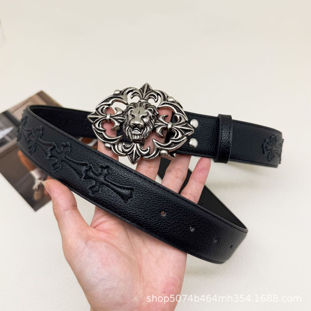 Chrome Hearts Cross-Motif Classic Leather Belt