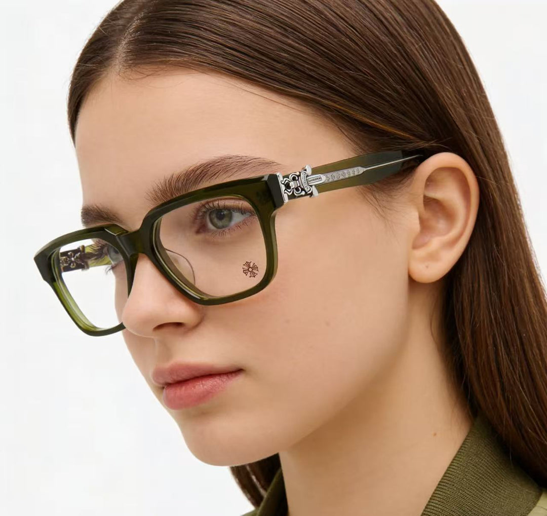 Chrome Hearts exquisitely carved pattern large-frame eyeglasses