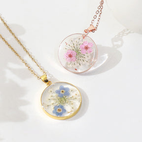 Resin forget me not necklace