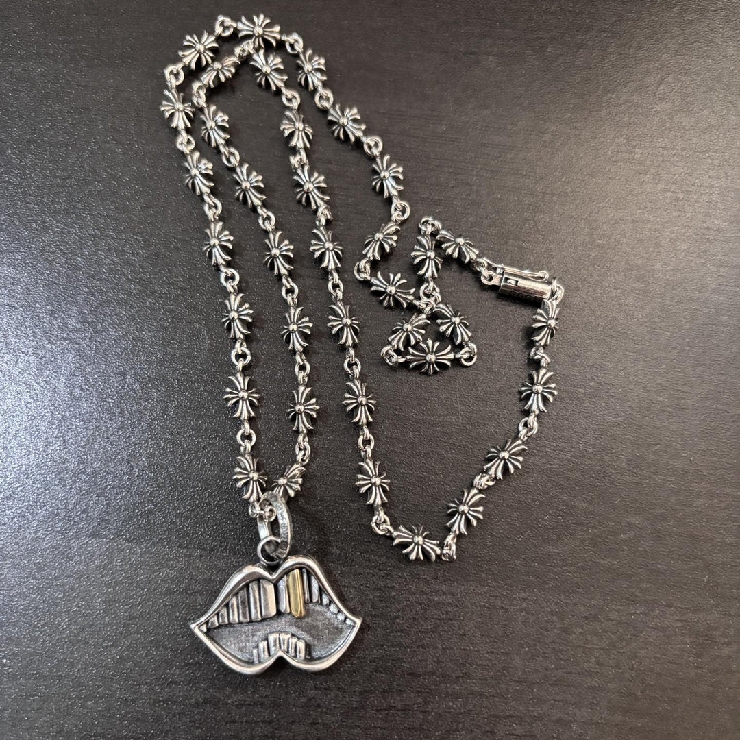 Chrome Hearts-Inspired "Gold Tooth" Mouth Hip-Hop Necklace