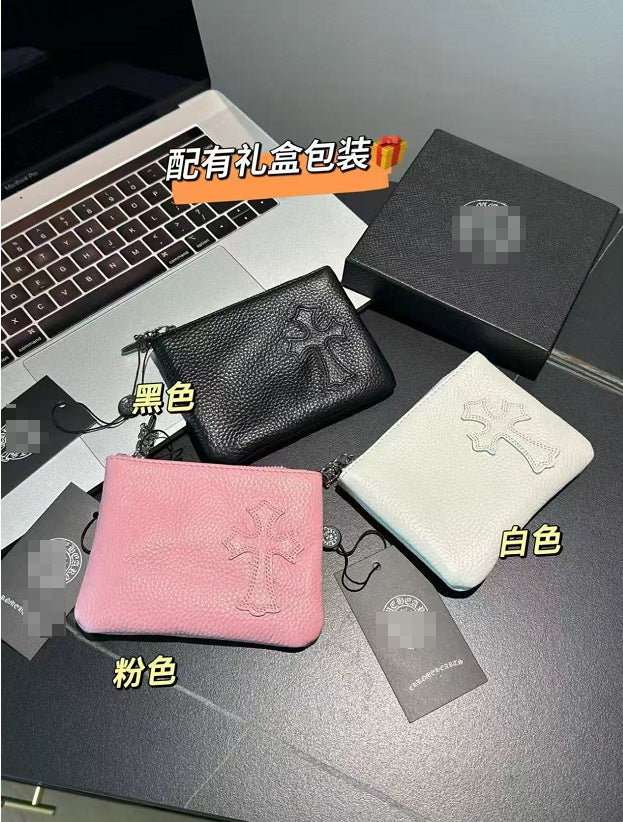 Chrome Hearts cross sword zipper card holder