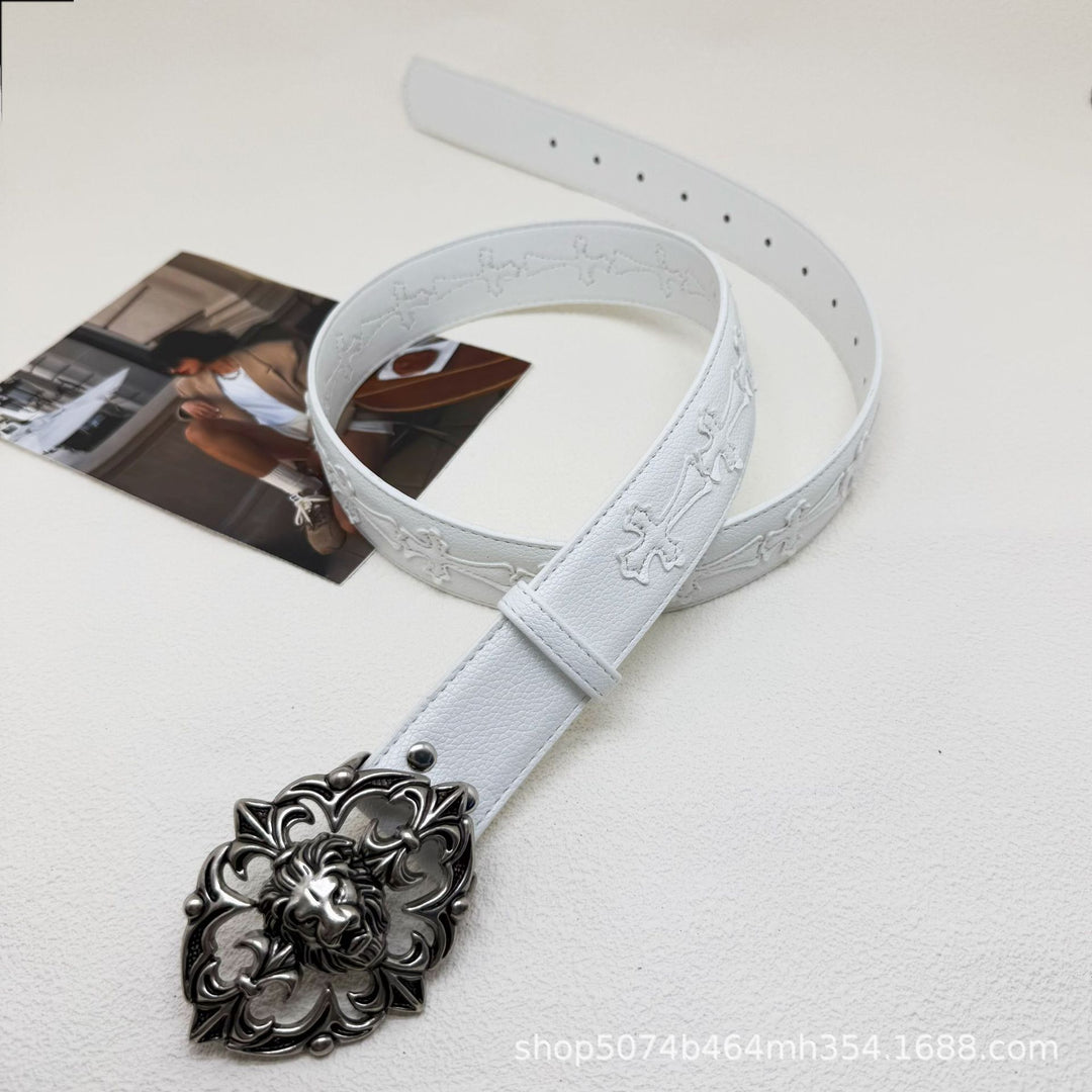 Chrome Hearts Cross-Motif Classic Leather Belt