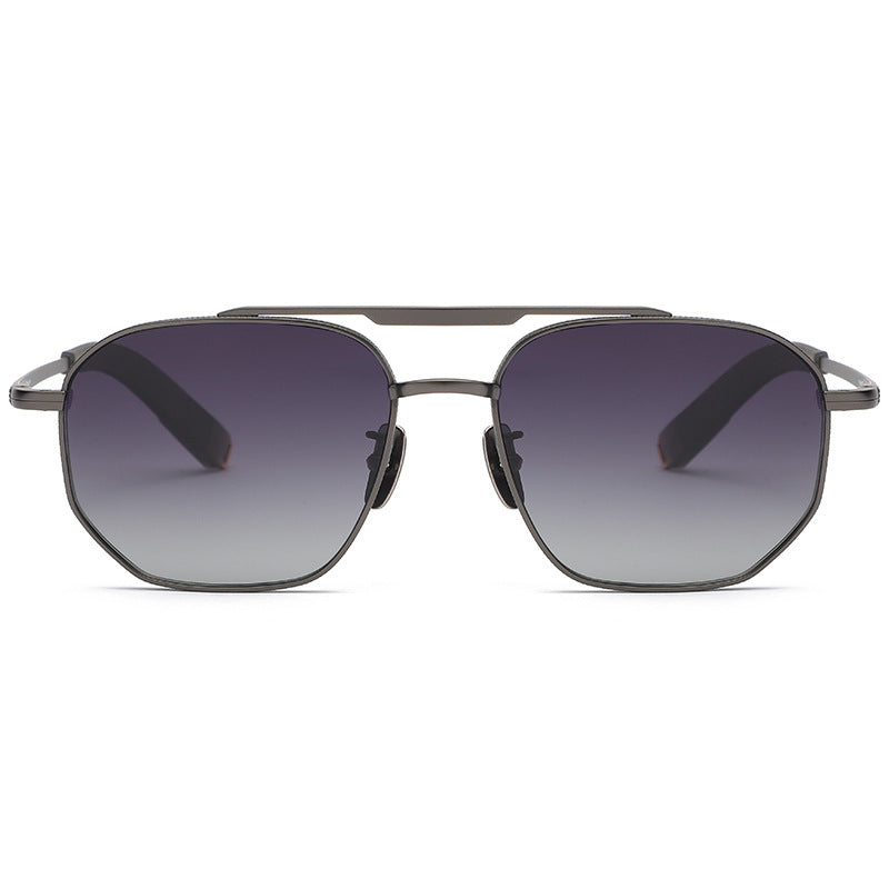 Oversized square pure titanium polarized sunglasses