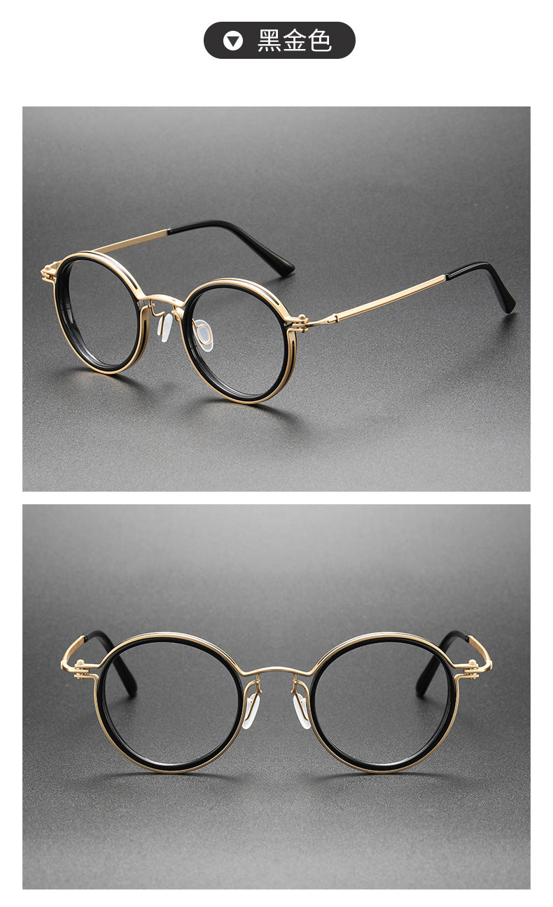 Retro Round Glasses Black Metal Optical Eyewear