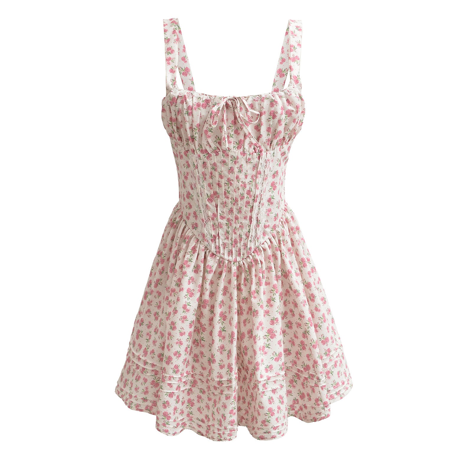 French girl floral suspender dress playful summer dress