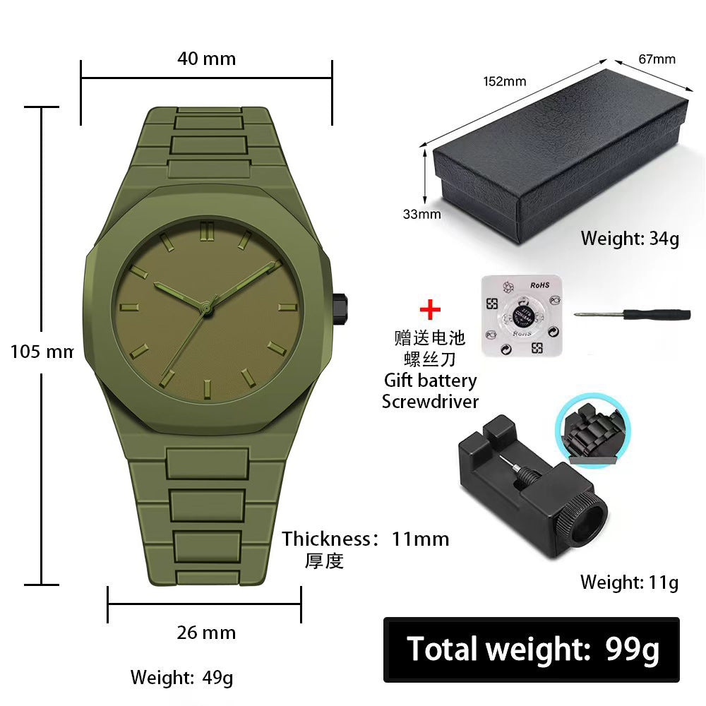 Sports-Style Waterproof Plastic Watch with Arabic Numerals