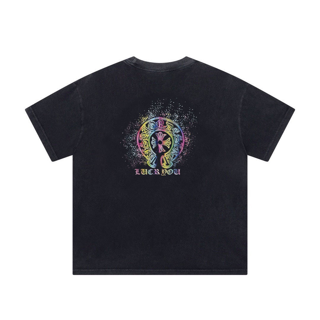 Chrome Hearts Summer Embroidery Print Cotton T-Shirt Short-Sleeve