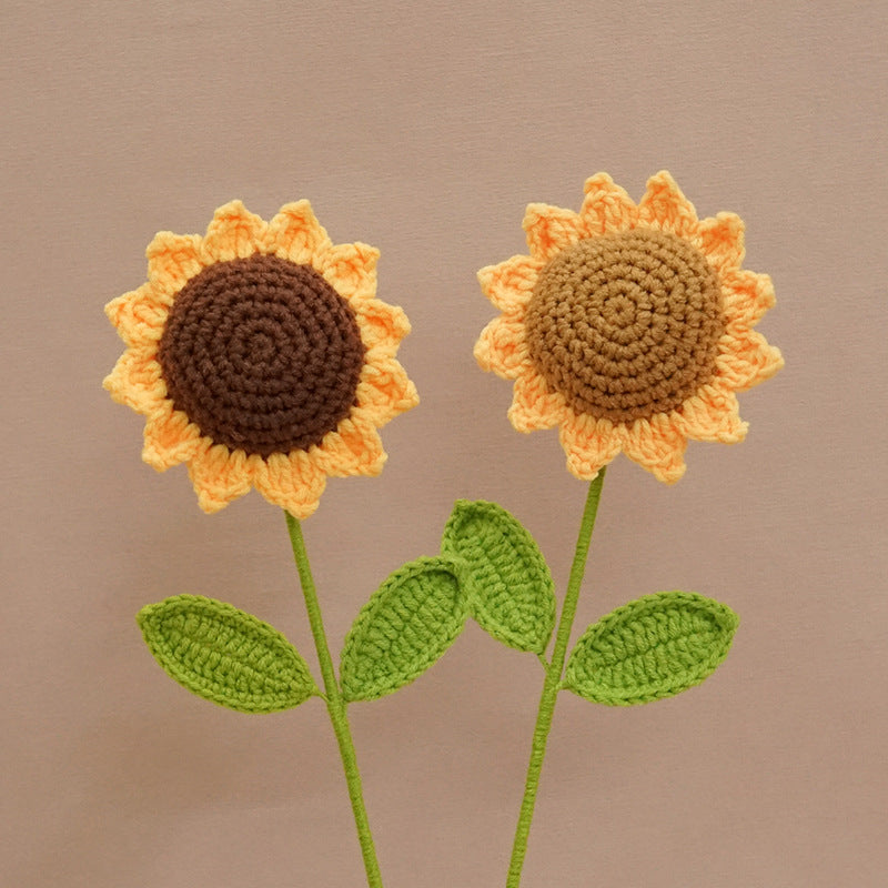 Sunflower hand-knitted flowers wool crocheted gift flower