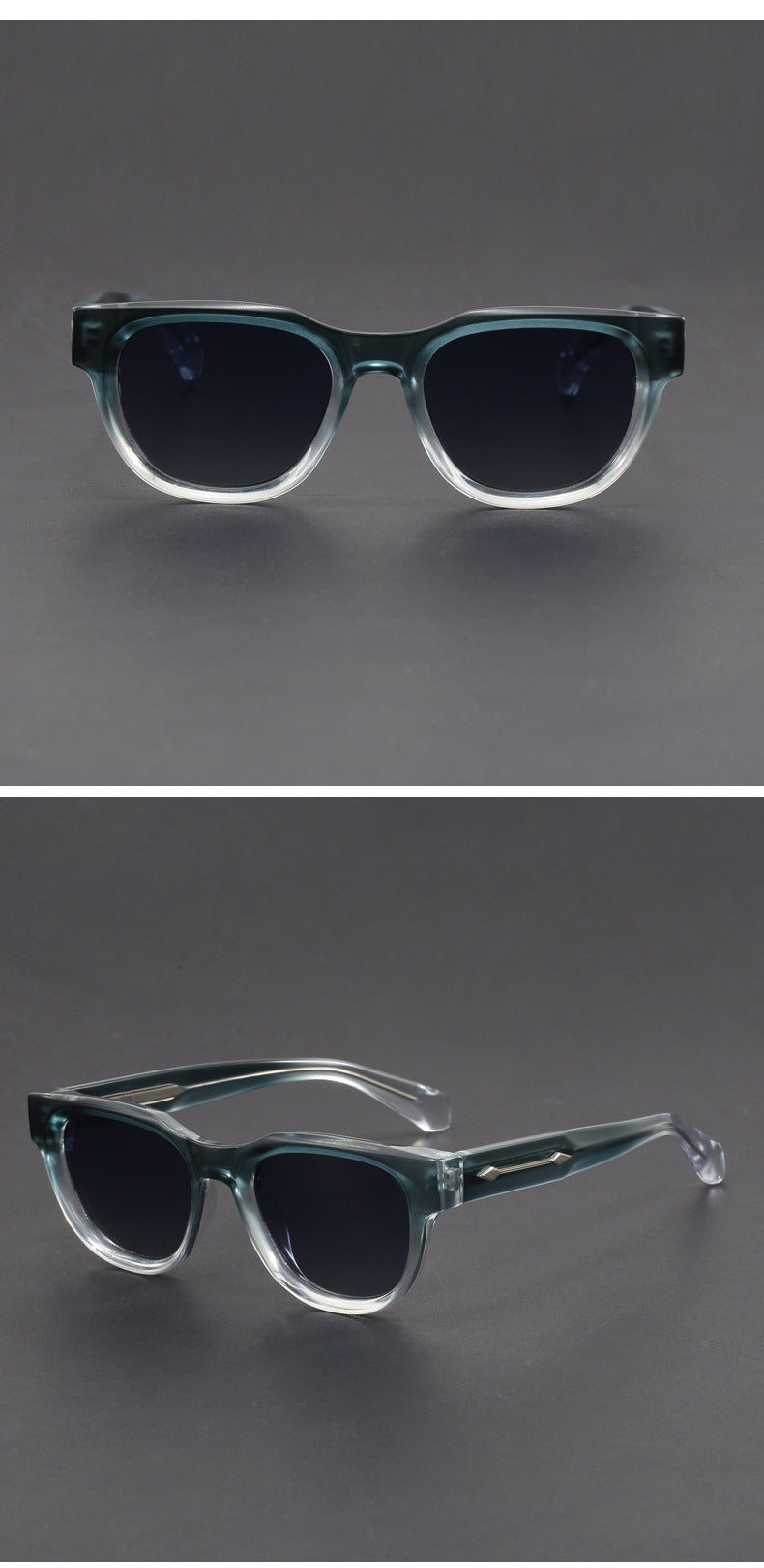 Small square propionate pin inserted sunglasses