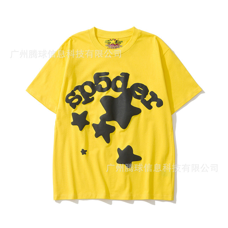 Sp5der short-sleeved foam letter T-shirt