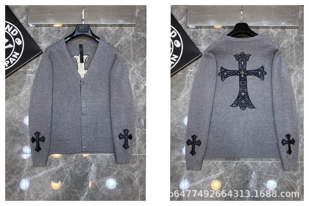 Chrome hearts cross cotton knitted sweater cardigan