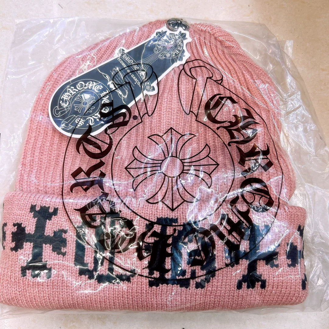 Chrome Hearts warm knit beanie for round faces