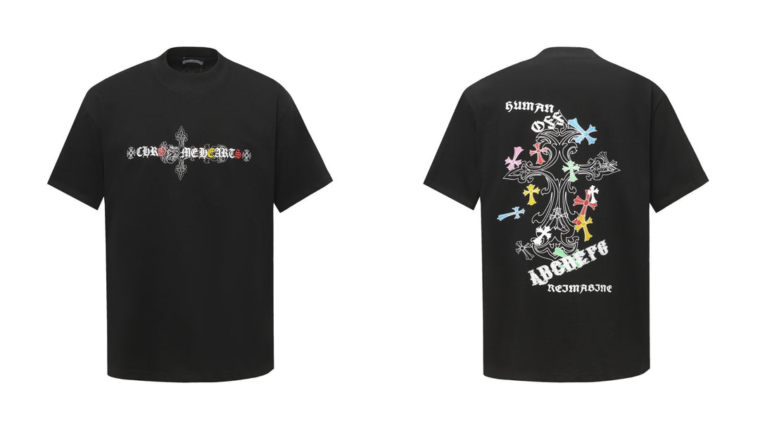 Chrome Hearts Summer Embroidery Print Cotton T-Shirt Short-Sleeve