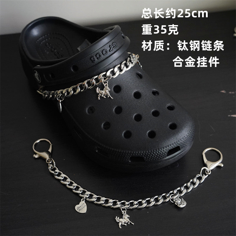 Hole shoe chain cool punk dark multi-layer shoe buckle rivet pearl shoe chain