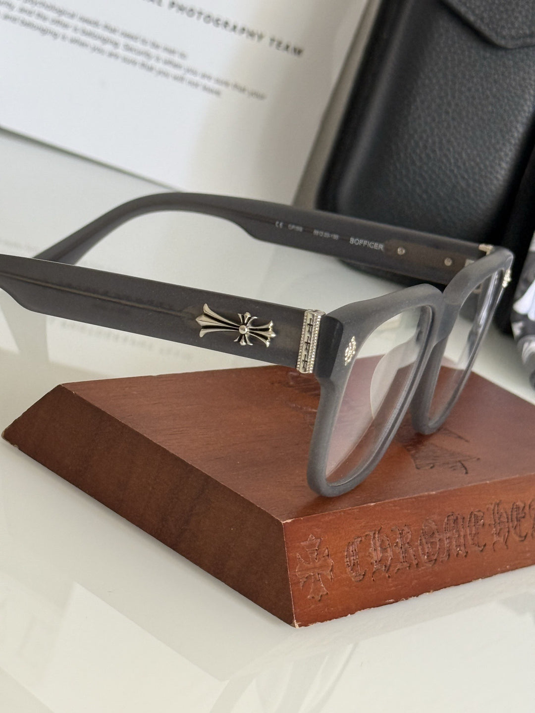 Chrome Hearts BOFFICER square frame glasses with cross pattern