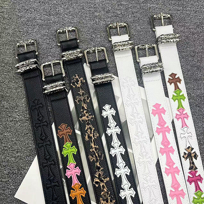 Chrome Hearts Leather pasted Roller type Hollow Vine Needle buckle Belt