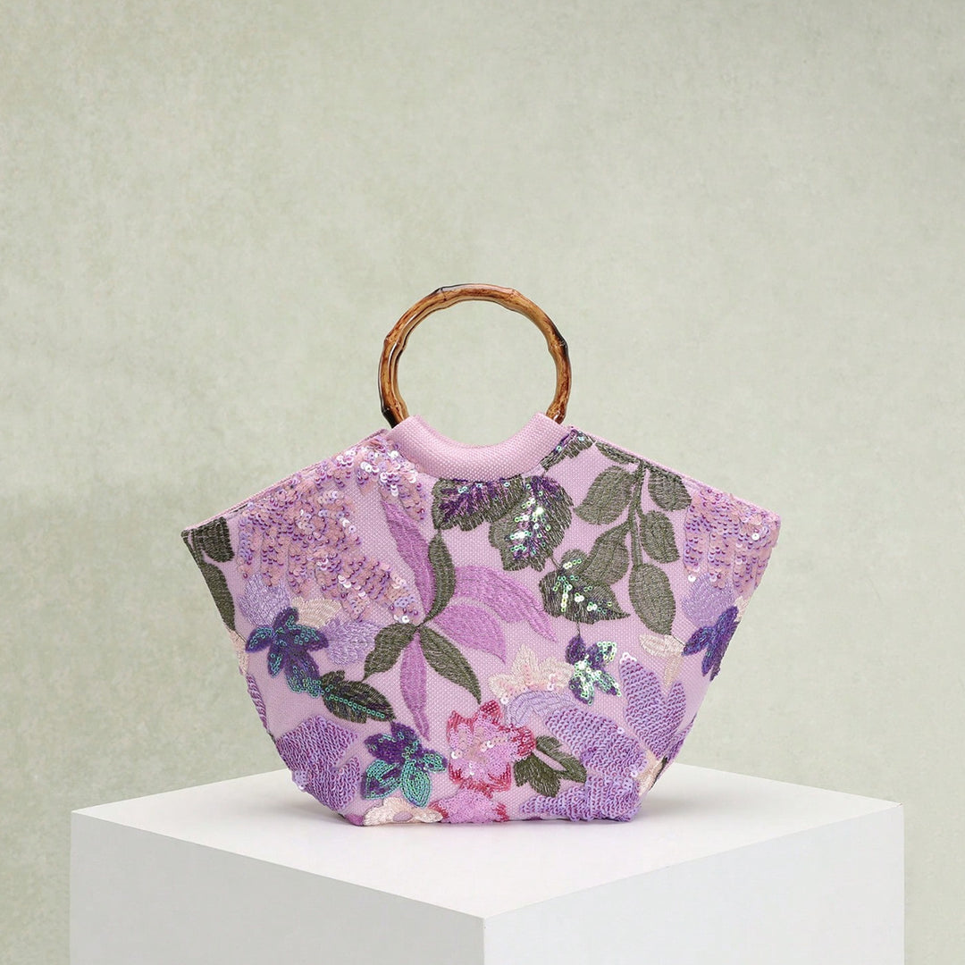 Embroidered Appliqué Sequins and Flowers Vacation Style Handbag