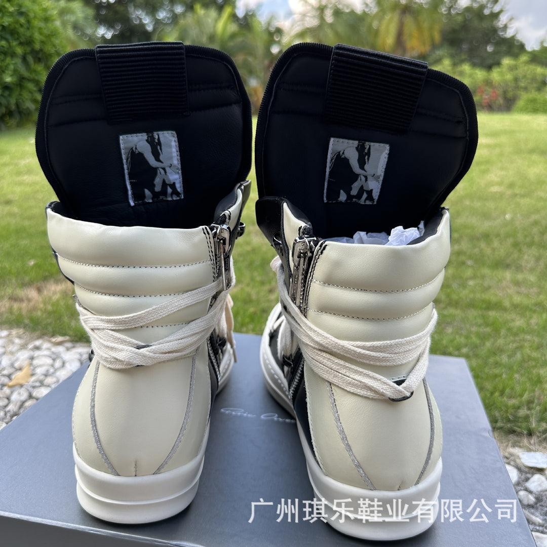 High-Top, Thick-Soled Genuine Leather Skate Shoes