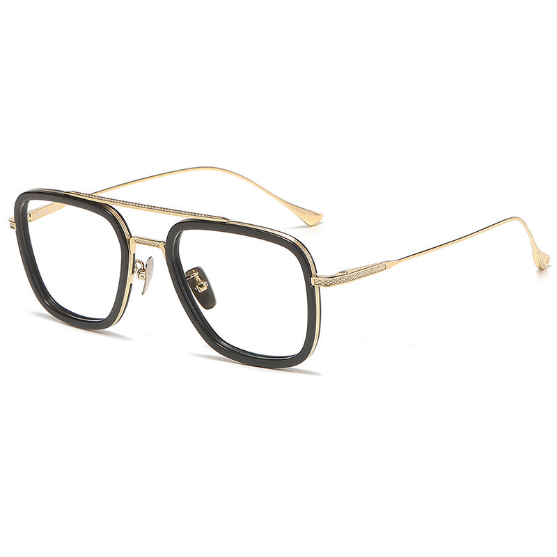 Iron Man Glasses Square Frame Double Bridge Large Frame