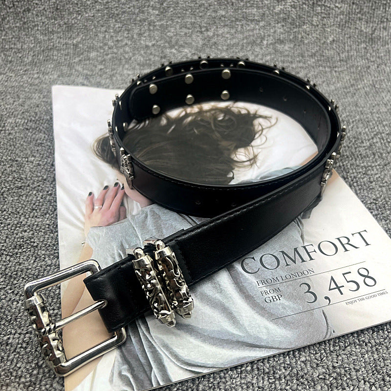 Chrome Hearts dagger belt with rollers, hollowed-out vine carving